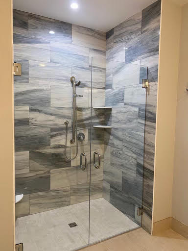 Blue and Beige-Toned Shower